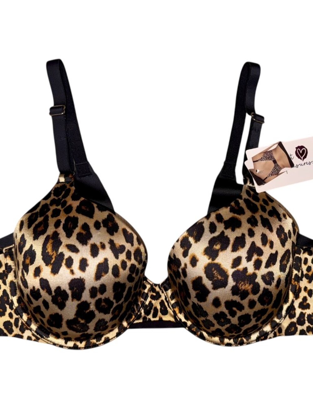 Secret Treasures Bra Womens Sz 36 B Leopard Print Classic T Shirt Bra Black Trim